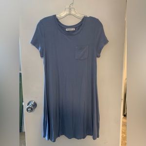 Slate Blue T-Shirt Dress With Pocket (Size M)